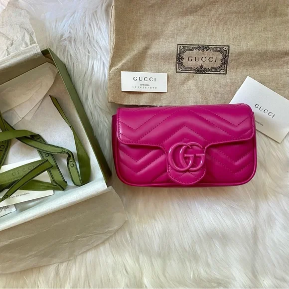 💖Limited edition!💖 GG MARMONT FUSHIA HOT PINK BELT BAG - size 95 - Picture 16 of 16
